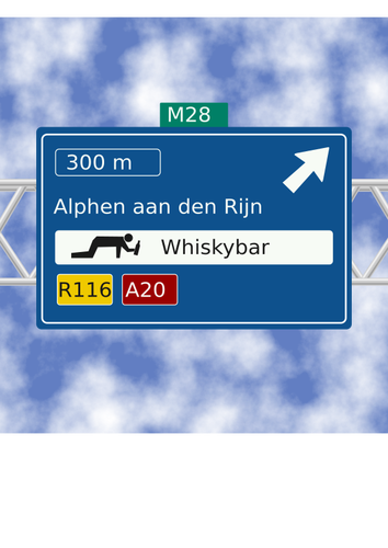 Whisky bar road sign