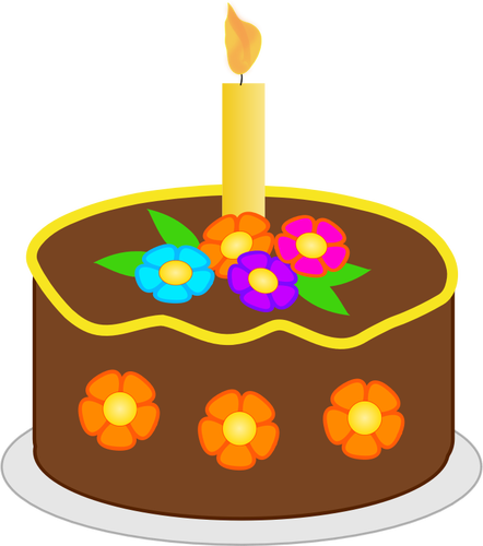 Vector illustration of chocolate flowers birthday cake