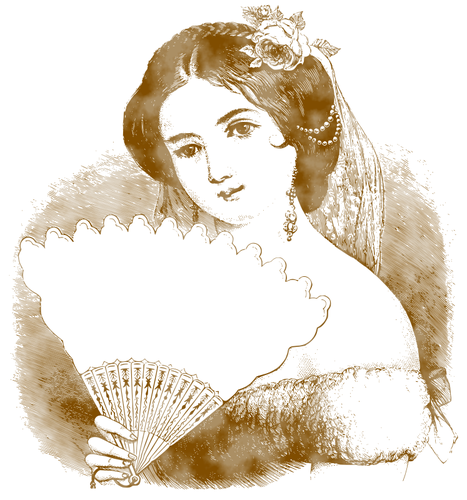 Vintage lady with a fan