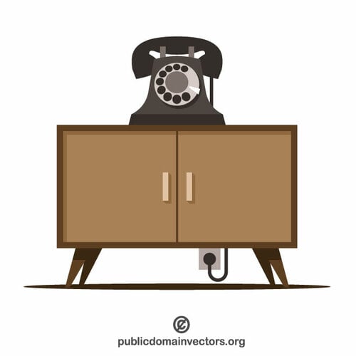 Vintage Nachttisch und ein Telefon