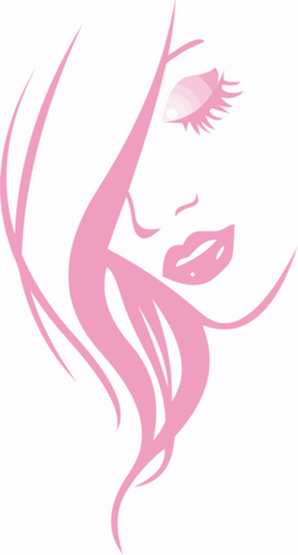 Vector drawing of pink lady with closed eyes