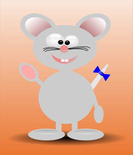 Vector illustration of happy cartoon mouse standing with orange background