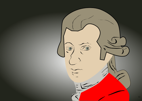 Drawing of portrait of Wolfgang Amadeus Mozart