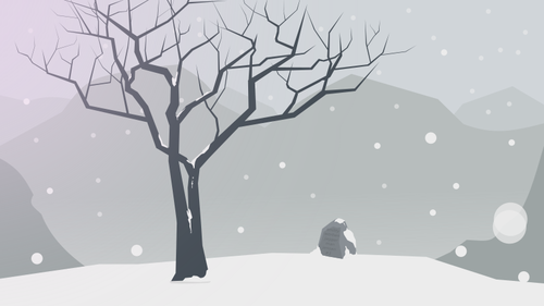 冬の風景のベクトル描画