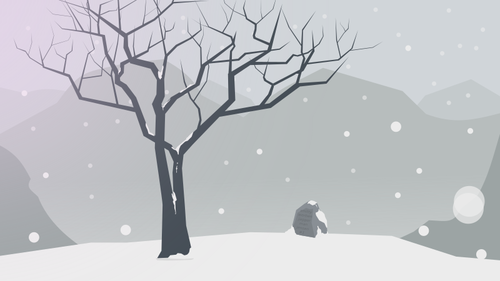 Winter scenery vector drawing