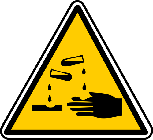 Vector drawing of triangular acid burns warning sign