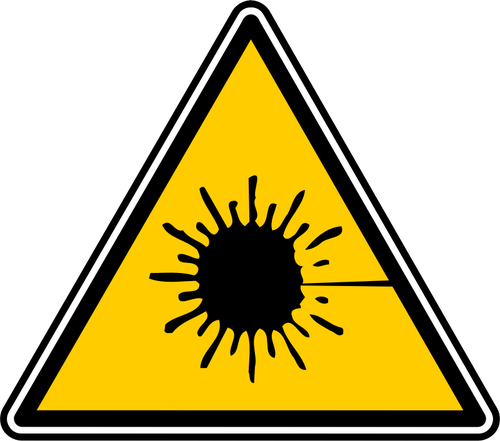 Vector de la imagen de la señal de advertencia de rayo láser triangular