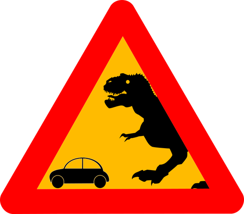אזהרה בתמונה וקטורית טירנוזאור רקס