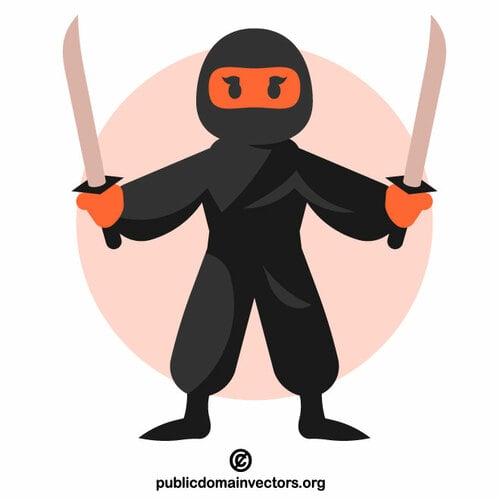 Ninja warrior cartoon clip art | Public domain vectors