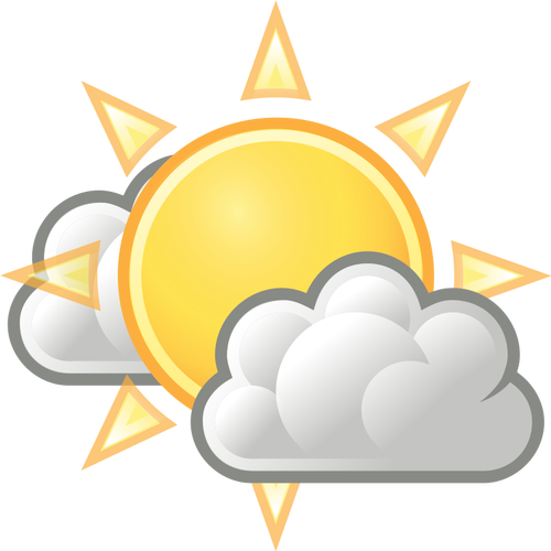 Imagine vectorială de culoare pictograma de prognoza meteo pentru intervale insorite