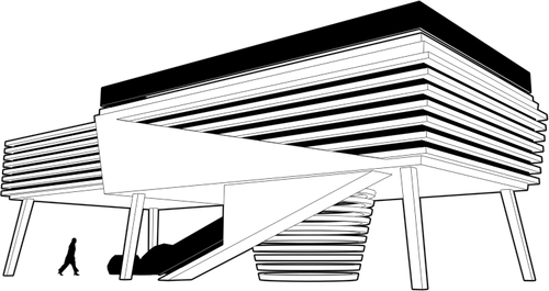 Grafica vectoriala de muzeu modern clădire