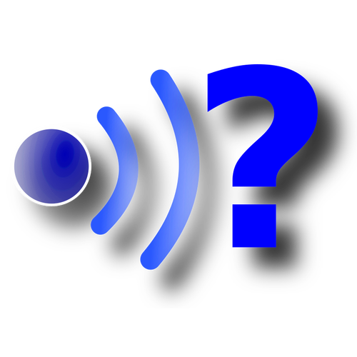 Drawing of wi-fi symbol with a question mark