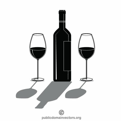 Flasche Wein und zwei Gläser