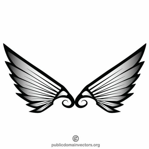 Wings monochrome clip art