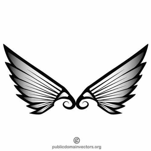 Wings monochrome clip art