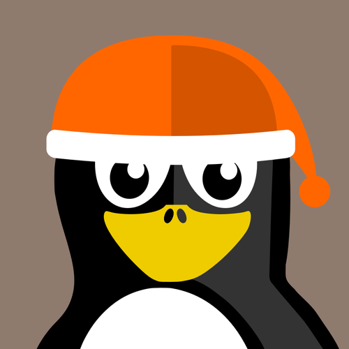 Vector image of penguin with a Christmas hat