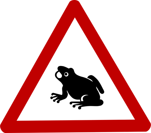 Знак осторожно лягушка векторное изображение