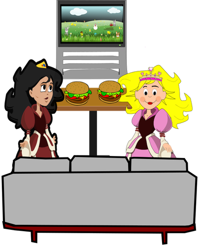 Hamburger girls vector illustration
