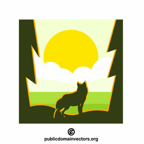 Wolf silhouette vector clip art