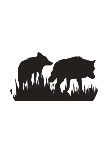 בתמונה וקטורית צללית זאבים