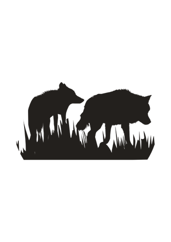 Wolves silhouette vector image