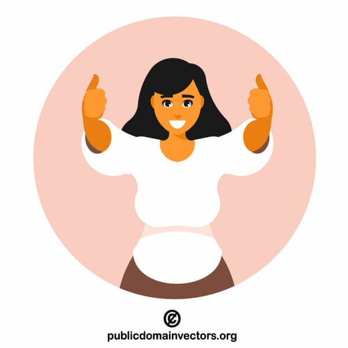 Woman holding thumbs up