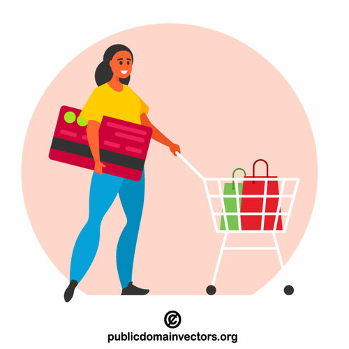 Woman holds credit card