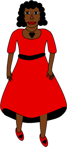 Nainen punaisessa mekossa