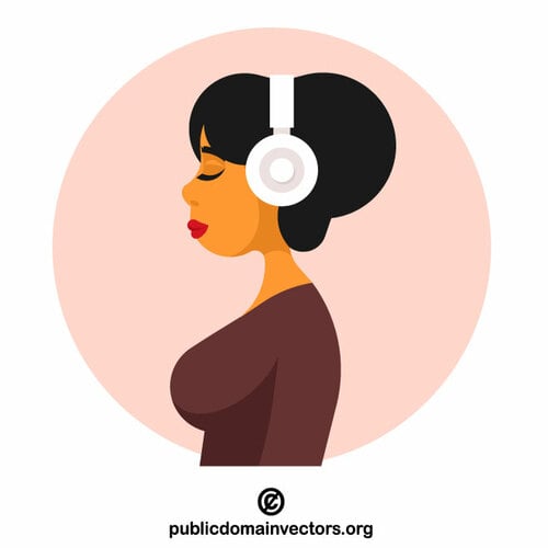 Woman listening to music with headphones