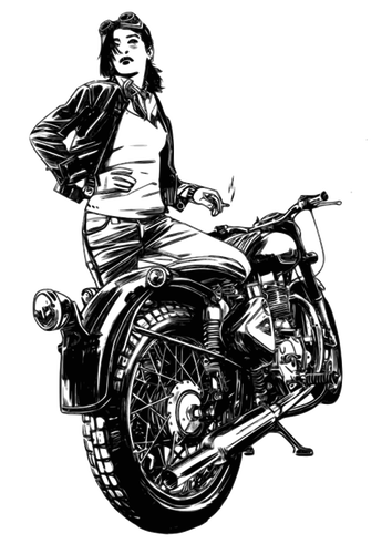 Femme avec la moto