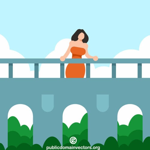 橋の上の女性