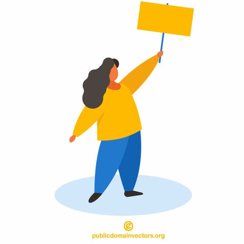 Woman holding protest sign | Public domain vectors