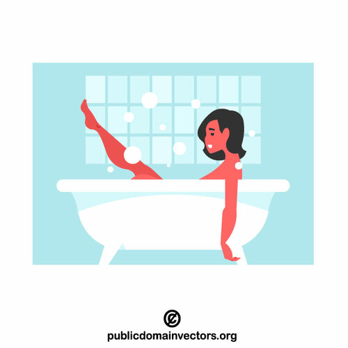امرأة تسترخي في حوض الاستحمام