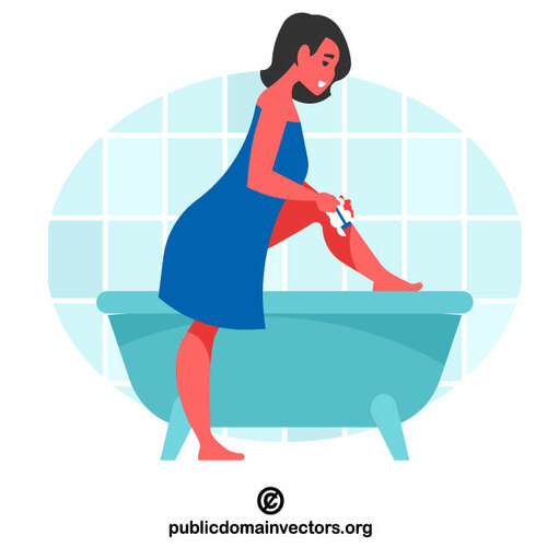 Woman shaves legs