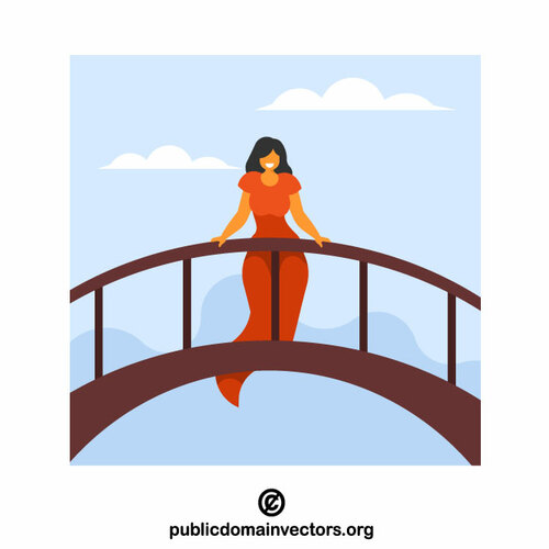 Femme debout sur un pont