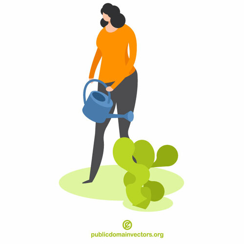 Woman watering plant