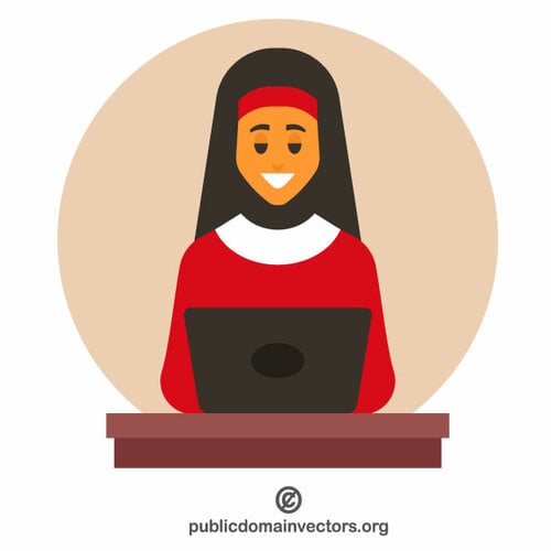 Woman wearing hijab working