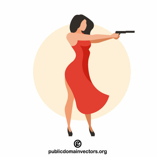 امرأة تحمل مسدسا