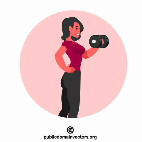 Woman with dumbbells