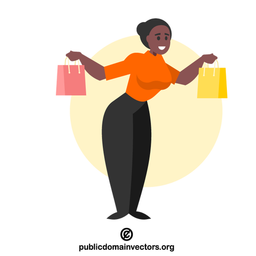 Smiling woman with shopping bags