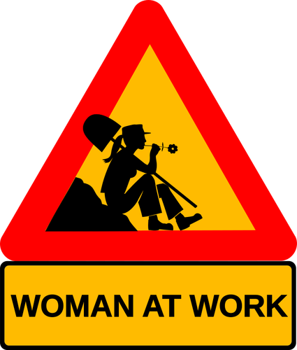 作業標識の女性