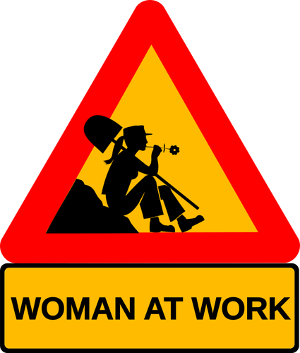 Lady at work signpost