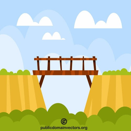 Wooden bridge over a canyon