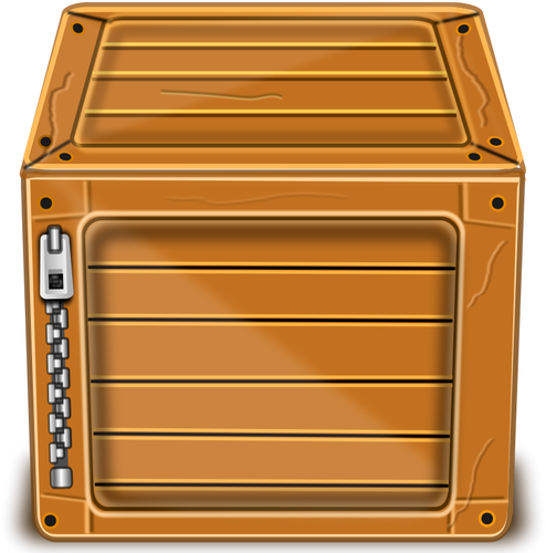 Vector image of wooden box with silver zipper