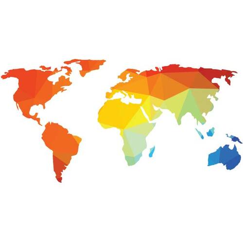 Colored map of the world