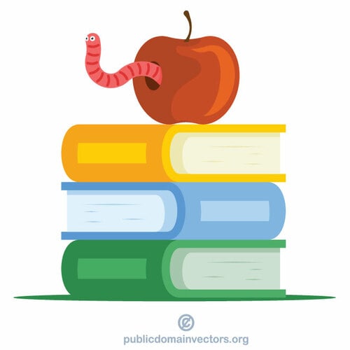 التفاح على الكتب