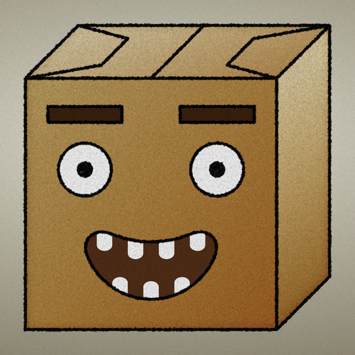 صندوق ورق مع ابتسامة ملتوية