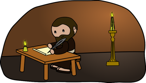 Векторный рисунок Бородатый мужчина, писать в свечах