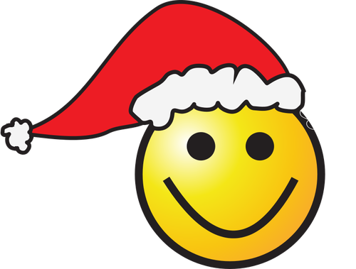 Smiley with elf hat vector