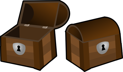 Vector clip art of an open and a closed treasure chest | Public domain  vectors